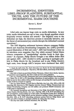 Libel-Proof Plaintiffs, Substantial Truth, and the Future of the