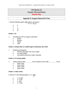 DW Module 22 Inorganic Removal Basics Answer Key