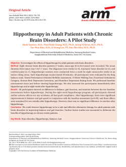 Hippotherapy in Adult Patients with Chronic Brain Disorders: A Pilot