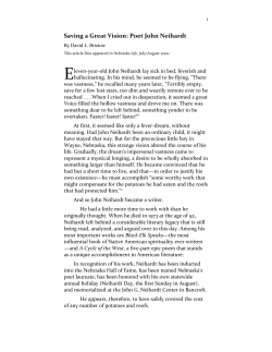 Saving a Great Vision: Poet John Niehardt