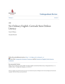 No Ordinary English: Gertrude Stein Defines Literacy