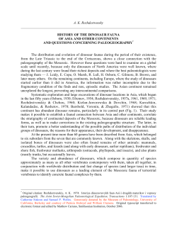 AK Rozhdestvensky HISTORY OF THE DINOSAUR FAUNA OF ASIA