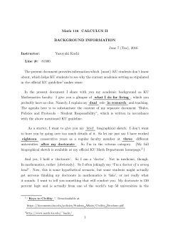 Math 116 CALCULUS II BACKGROUND INFORMATION June 7