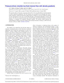 Pressure-driven miscible two-fluid channel flow with density