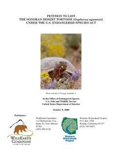 PETITION TO LIST THE SONORAN DESERT TORTOISE (Gopherus