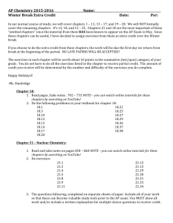 AP Chemistry 2015-‐‑2016 Name: Winter Break Extra Credit Date: Per: