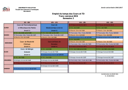 Emploi du temps des Cours et TD Tronc commun BCG Semestre 2
