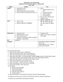2, March, 2017 Class - LKG Subject Written Oral English 1.