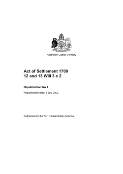 Act of Settlement 1700 12 and 13 Will 3 c 2 Contents