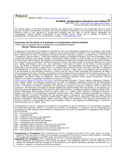Taxonomy for the Study of Translation in Comparative Cultural Studies
