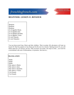 Beginner1. Lesson #1 - Bonjour