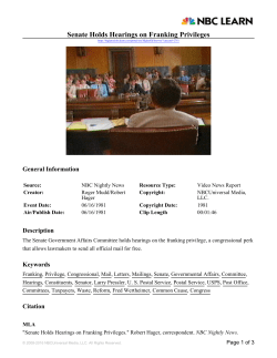 Senate Holds Hearings on Franking Privileges