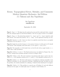 Errata: Typographical Errors, Mistakes, and Comments Modern