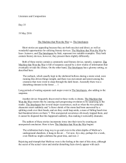 Literature and Composition Day 35 19 May 2016 The Machine that