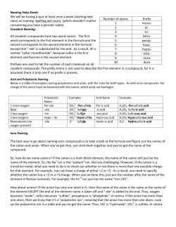 Naming Help Sheet: We will be having a quiz at least once a week