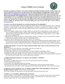 Nuisance Wildlife Laws - Colorado Parks and Wildlife