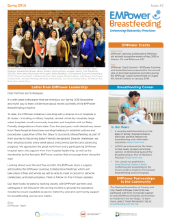 Spring 2016 Issue #1 Breastfeeding Corner Letter from EMPower