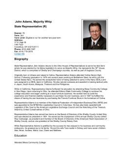 John Adams, Majority Whip State Representative (R)