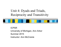 Unit 4: Dyads and Triads, Reciprocity and Transitivity