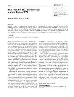The Trend in SLD Enrollments and the Role of RTI