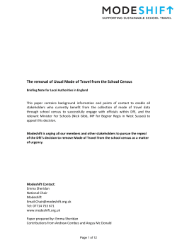ModeShift Briefing Paper For Local Authorities On The Removal Of