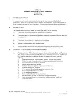 MAT-099 Intro to College Mathematics - Ward