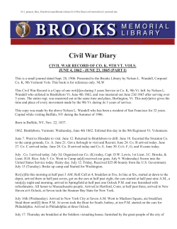 Civil War Diary - Brooks Memorial Library