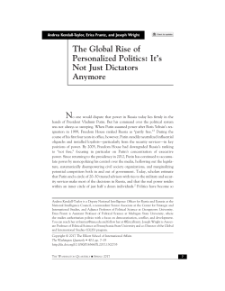 The Global Rise of Personalized Politics: It`s Not Just Dictators