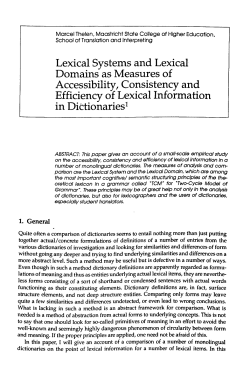Lexical Systems and Lexical Domains as Measures of Accessibility