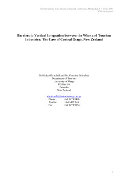 Barriers to Vertical Integration between the Wine and Tourism