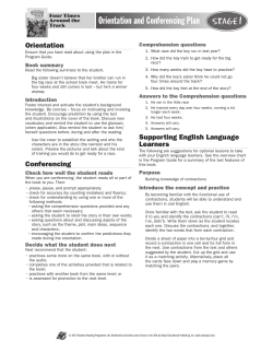 Orientation and Conferencing Plan Stage 1