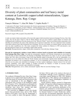 Diversity of plant communities and leaf heavy metal content at