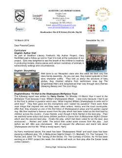 18 March 2016 Newsletter No: 24 Dear Parents/Carers Curriculum