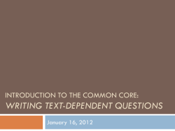 CCSS &ndash; Writing Text-Dependent Questions