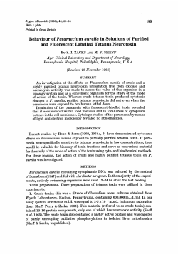Behaviour of Paramecium aurelia in Solutions of