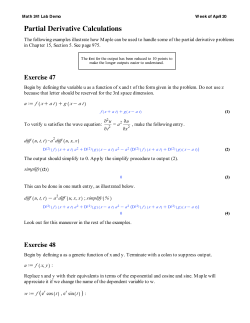 Partial Derivative Calculations