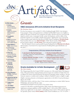 Artifacts Spring Issue - Cable Hayward Area Arts Council