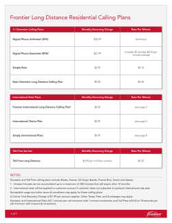 Frontier Long Distance Residential Calling Plans