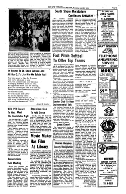Movie Maker Has Film At Library Fast Pitch Softball To Offer Top