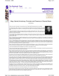 Msgr. Barrett Armstrong: Promoter and Preserver of Sacred Music