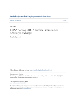 ERISA Section 510 - A Further Limitation on Arbitrary Discharges