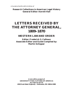 letters received by the attorney general, 1809&ndash;1870