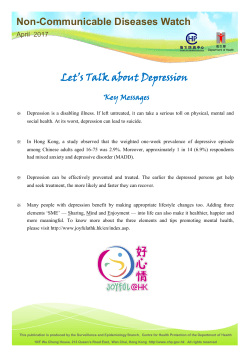 NCD Watch April 2017 - Let`s Talk about Depression