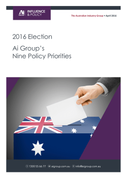 2016 Election Ai Group`s Nine Policy Priorities
