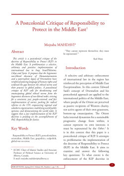 A Postcolonial Critique of Responsibility to Protect in the Middle East1