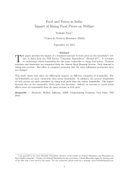 Food and Prices in India: Impact of Rising Food Prices on