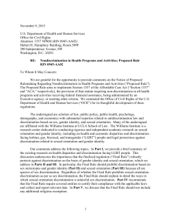 1 November 9, 2015 U.S. Department of Health and Human
