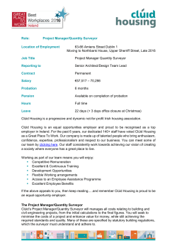 Role: Project Manager/Quantity Surveyor Location of