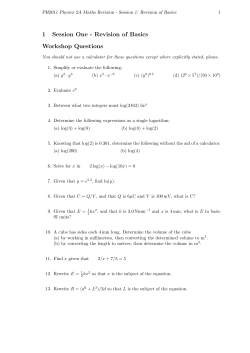 1 Session One - Revision of Basics Workshop Questions