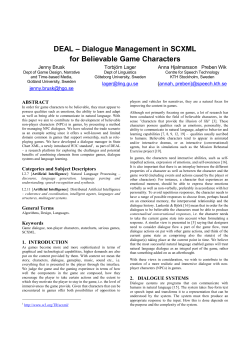 DEAL - Dialogue Management in SCXML for Believable Game